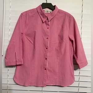 #7) Duck Head Petite Pink Gingham Blouse size LP